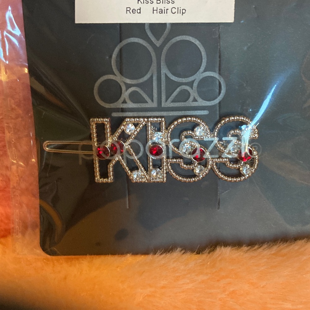 Paparazzi Red and Silver Kiss Hair Clip